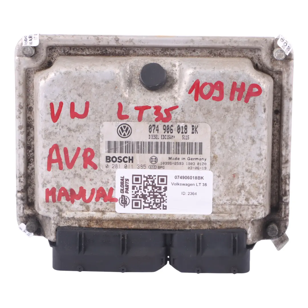 Volkswagen LT 35 2.5 TDI AVR 109HP Motor Kit ECU 074906018BK Caja cambios manual