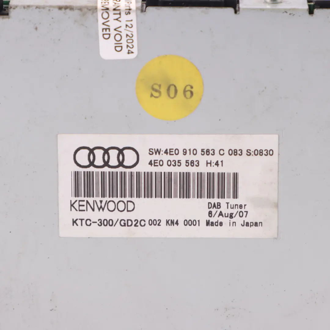 Audi S8 D3 Radio digital DAB Módulo receptor sintonizador Kenwood 4E0035583C