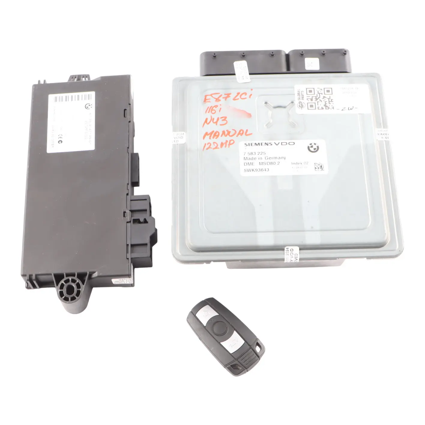 BMW E81 E87 LCI E90 116i 316i 1.6 N43 ECU Kit DME 7583225 CAS3 Key Manual