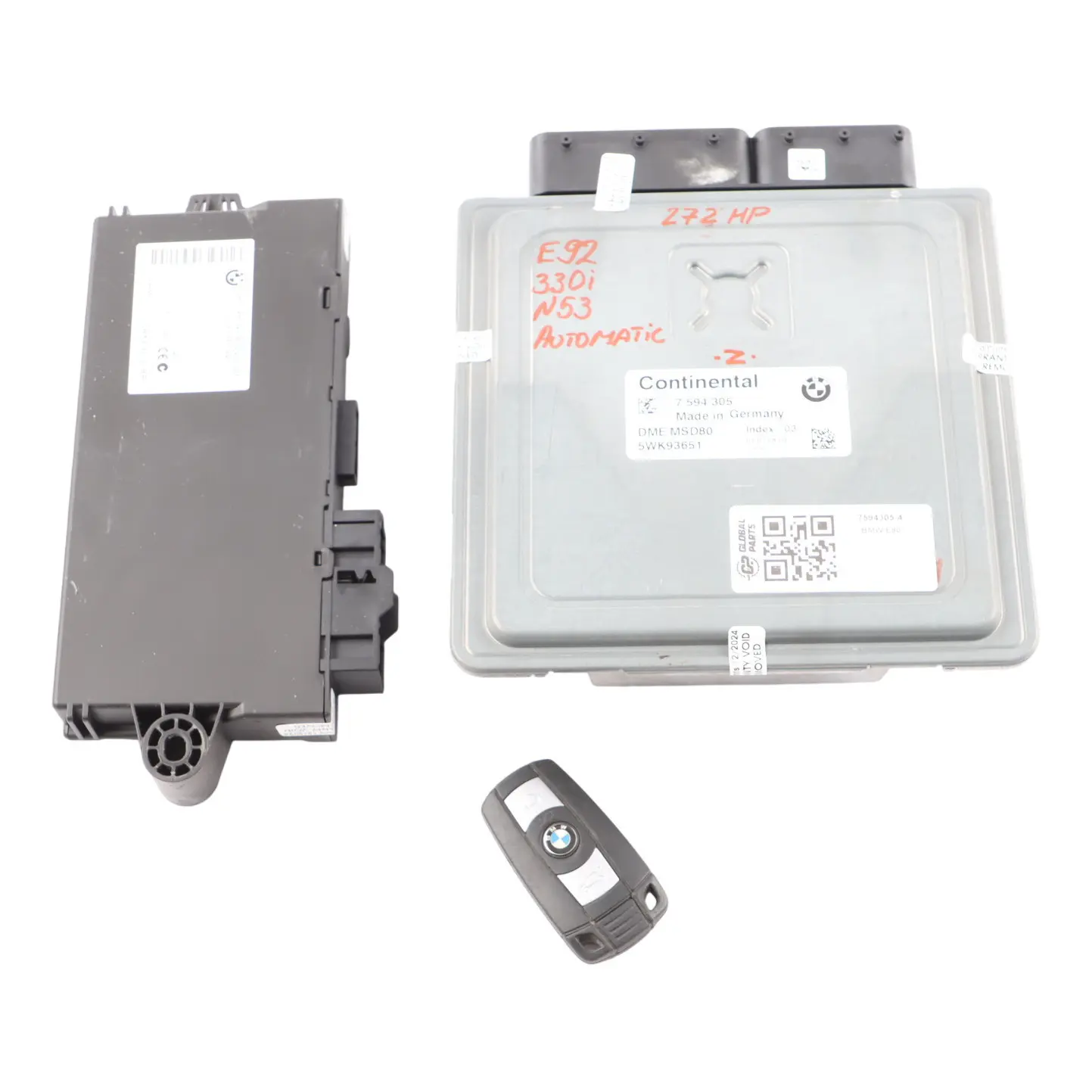 BMW E90 E91 E92 330i N53 272HP ECU DME Kit CAS3 + Key 7594305 Automatic