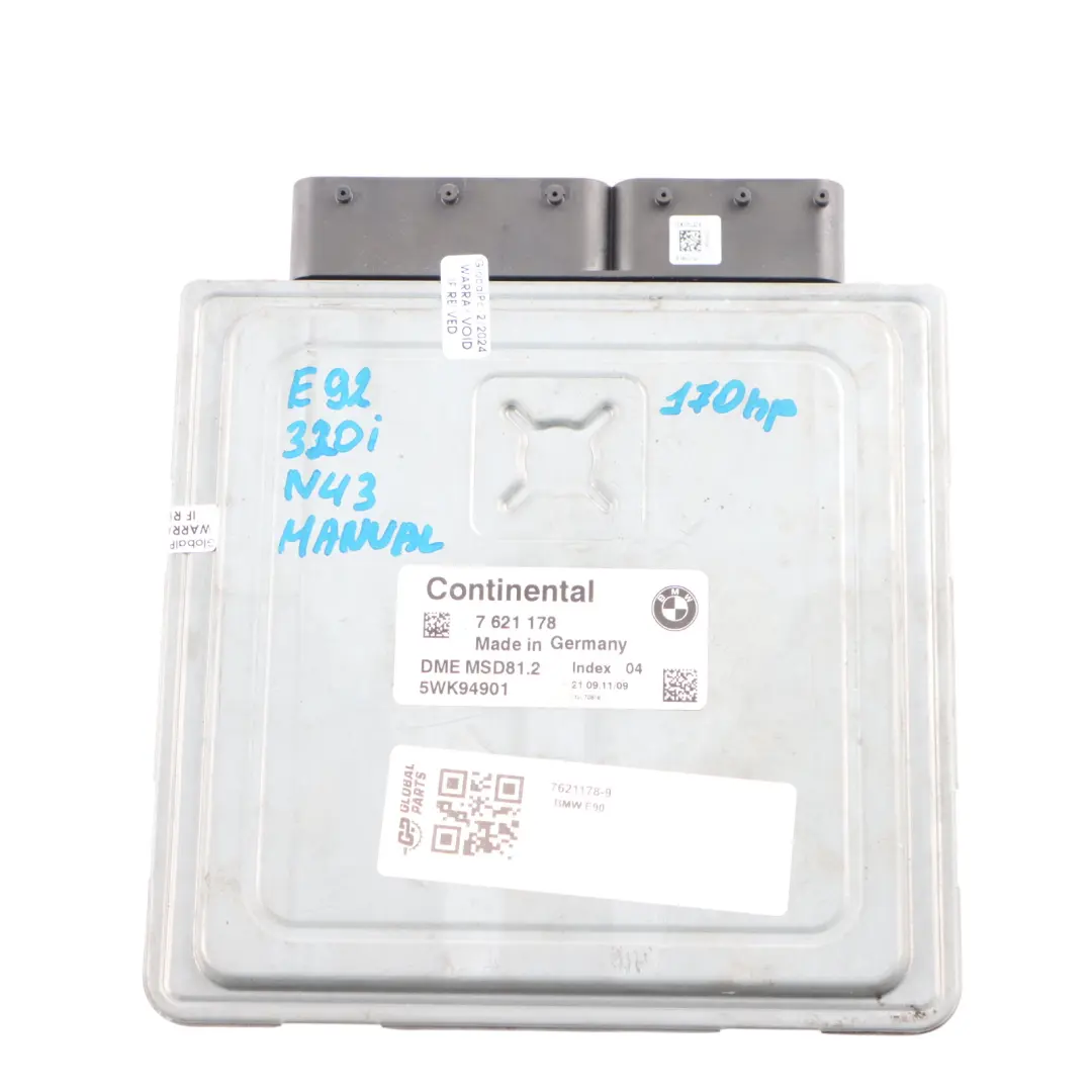 BMW E81 E87 LCI E90 N43 120i 320i 170HP Engine ECU Kit CAS3 + Key 7621178 Manual
