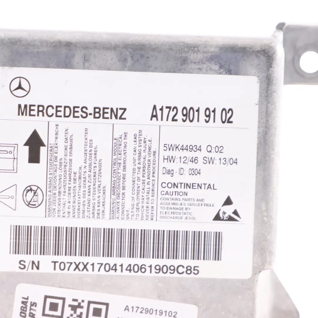 Mercedes SLK R172 SRS Control Module Belt Tensioner Bag Sensor Unit 1729019102