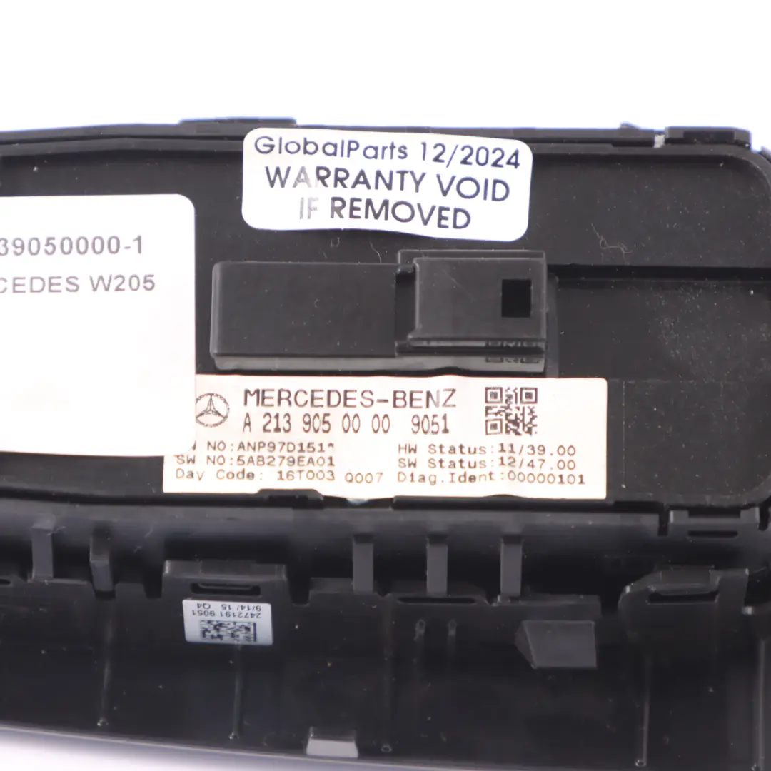 Mercedes W205 Front Window Lifter Switch Driver's Side Control Panel A2139050000