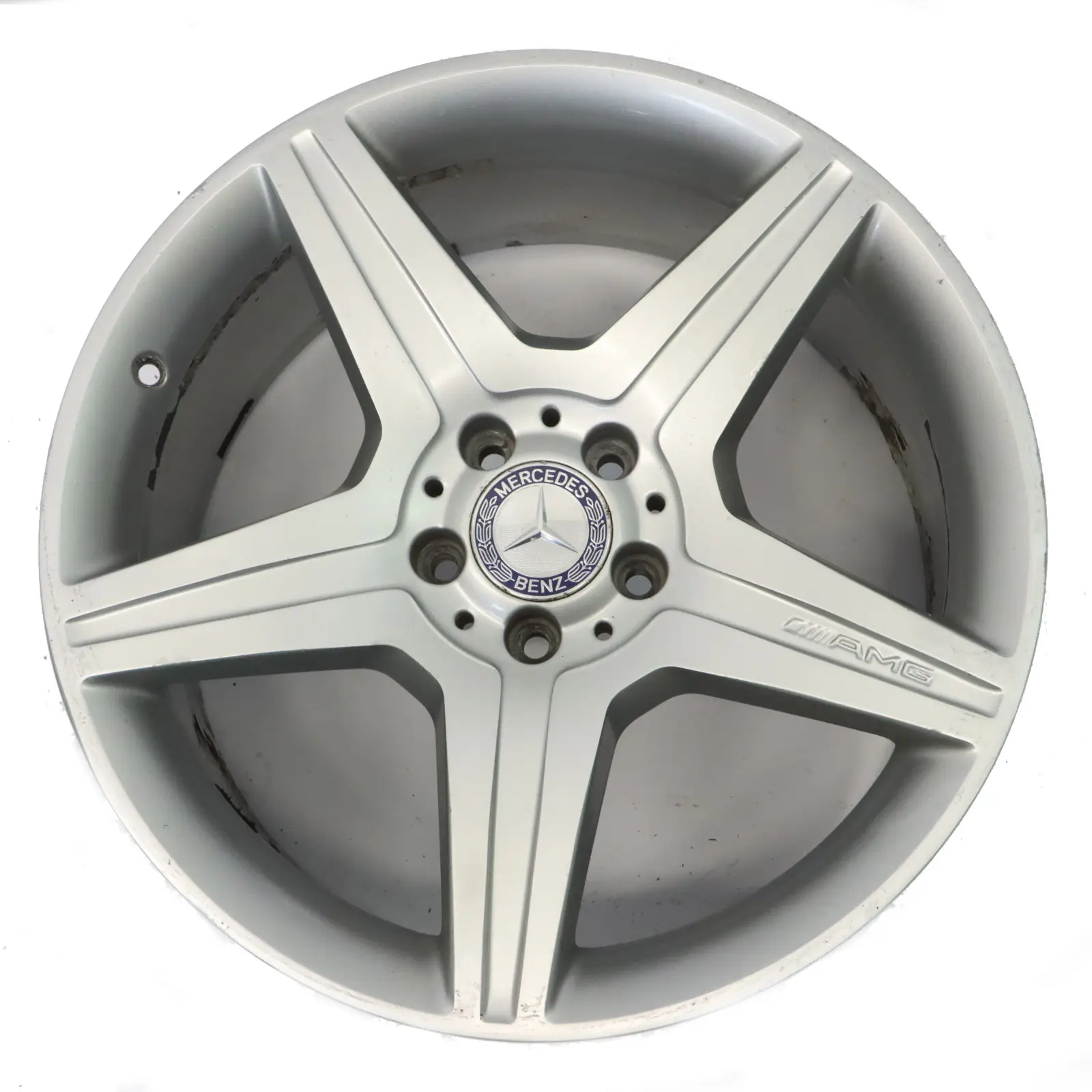 Mercedes W221 AMG Rear Silver Alloy Wheel Rim 19" 9.5J ET:43 5-Spoke A2214016102