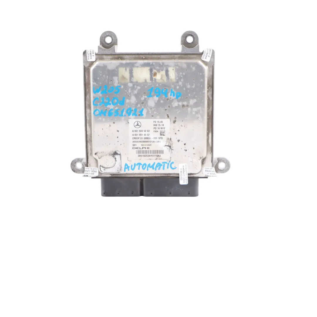 Mercedes W205 C 220d 651.921 194HP ECU Kit A6519005203 SAM 2 Keys Lock Automatic