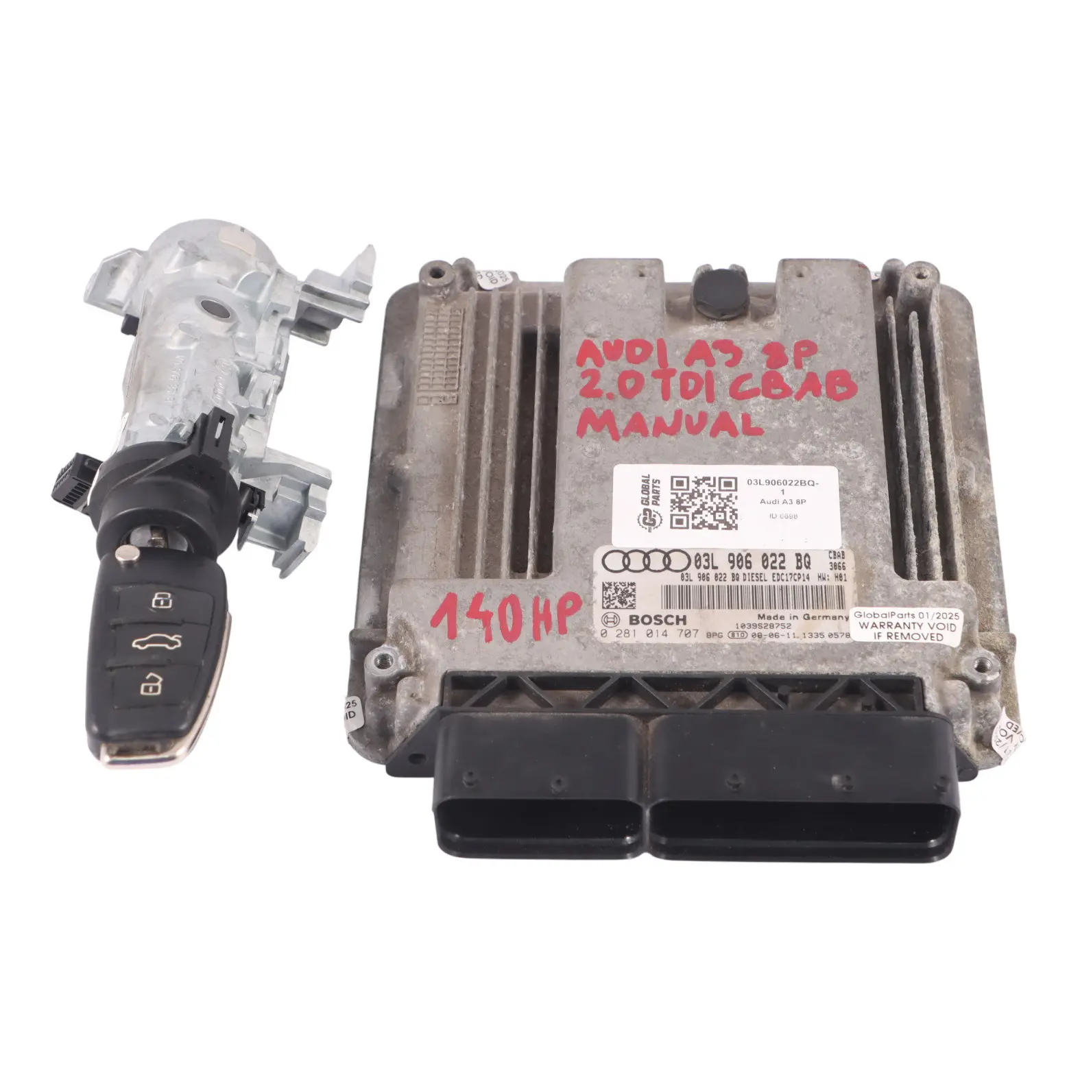 Audi A3 8P 2.0 TDI CBAB 140KM Komputer Silnika ECU 03L906022BQ Zestaw