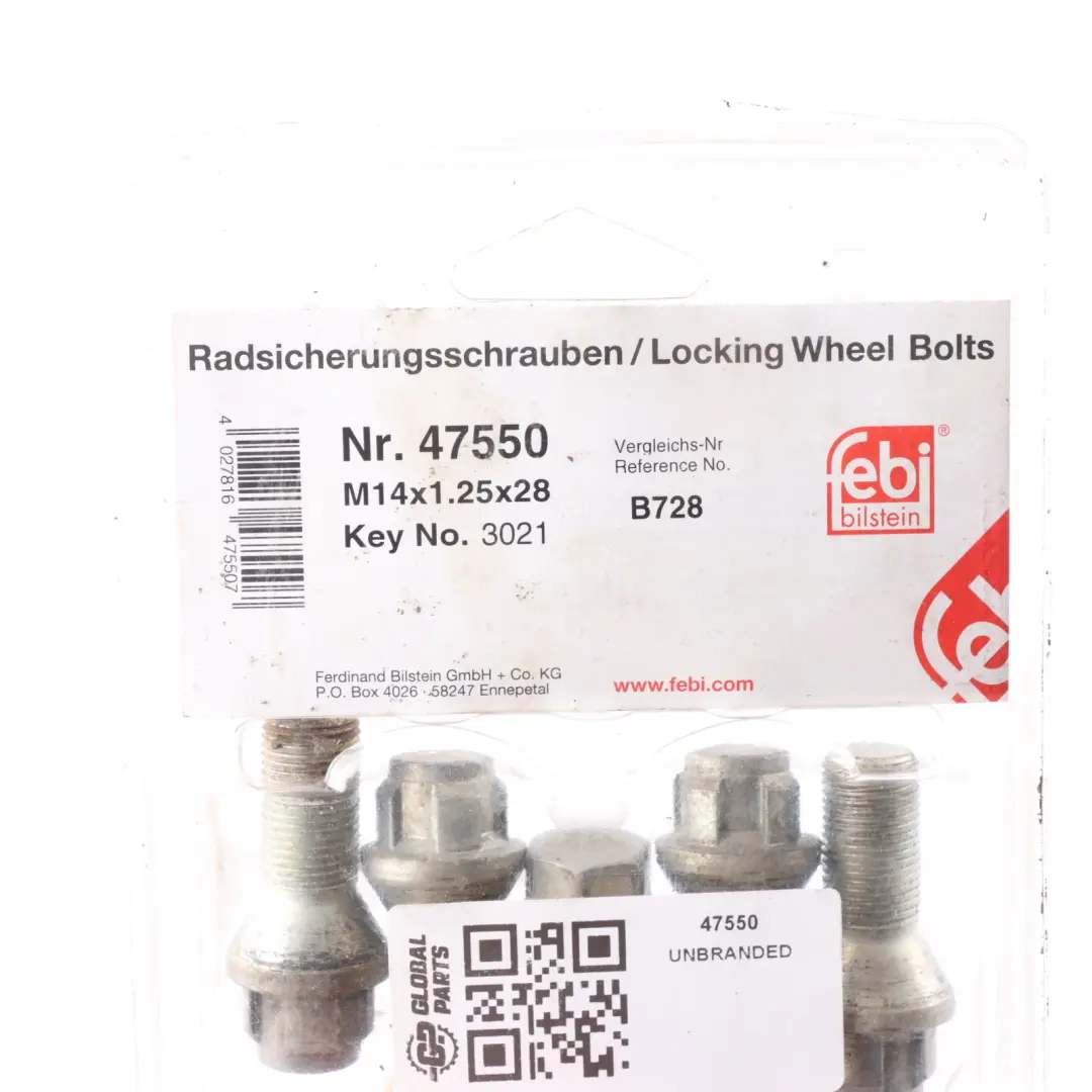 Febi 47550 Wheel Locking Bolt Kit For BMW M14x1.25x28