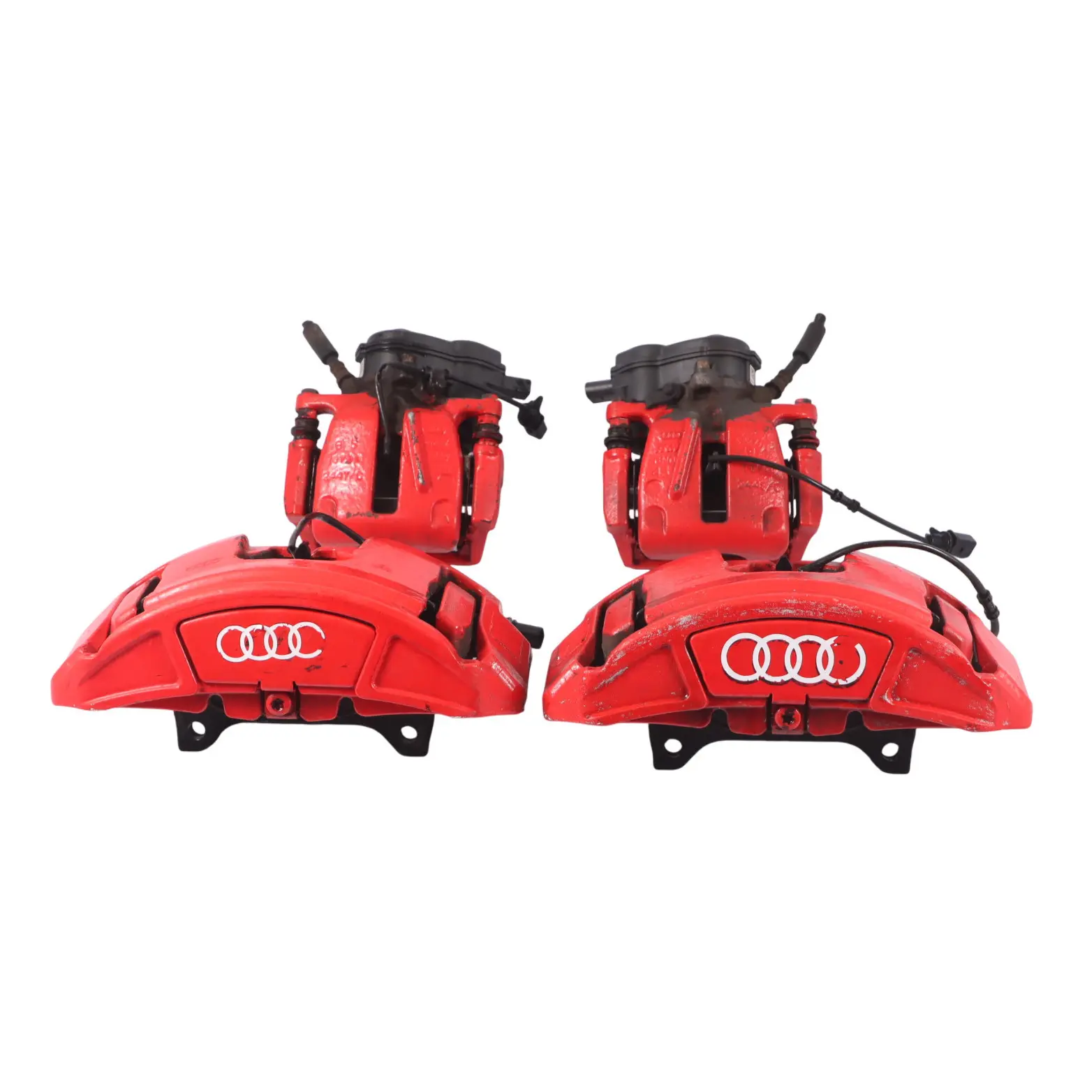 Audi A8 4H Pinza de Freno Delantero Trasero Rueda Freno Unidad Set Rojo Pintado