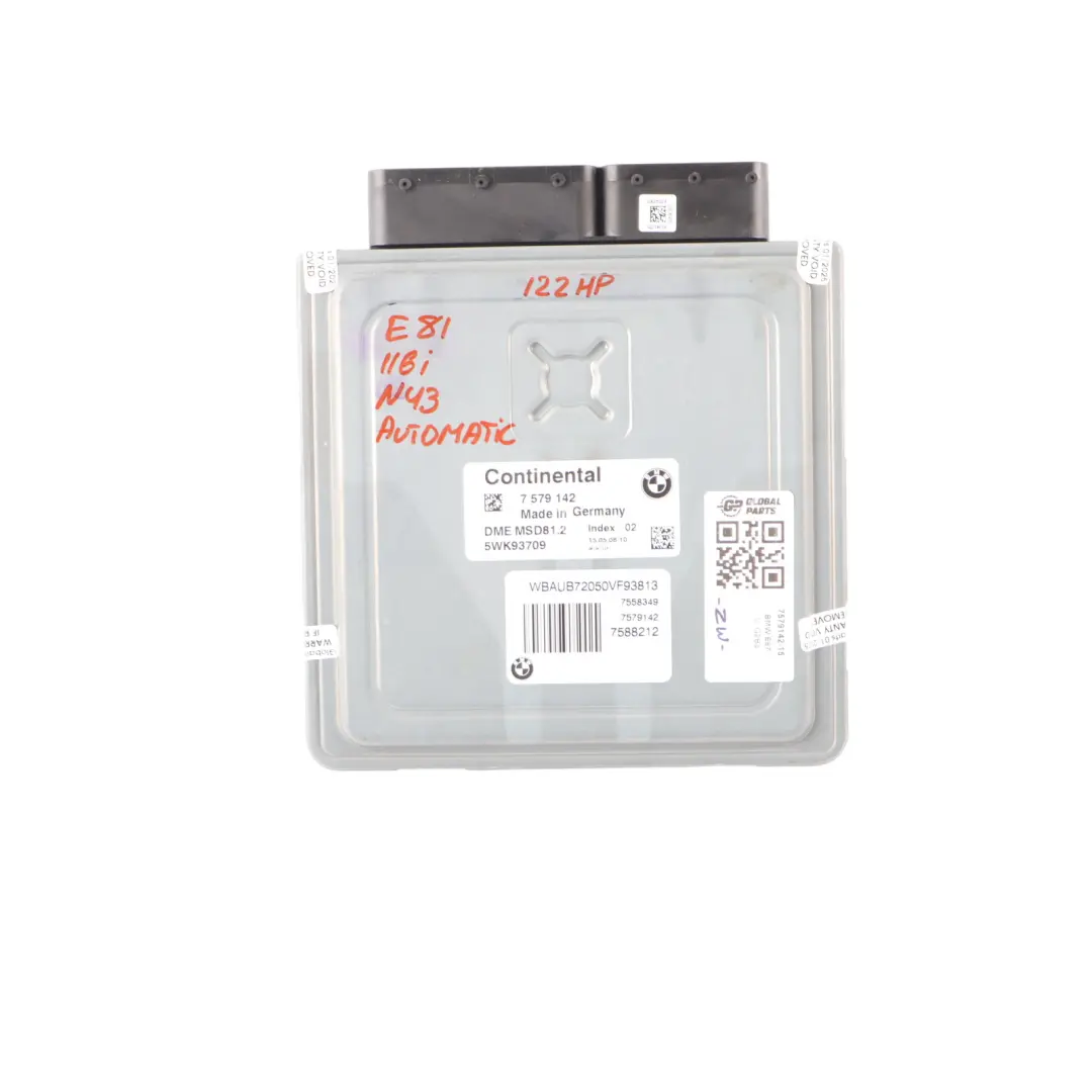 £BMW E81 E87 LCI 116i 1.6 Petrol N43 ECU Kit DME 7579142 CAS3 + Key Automatic