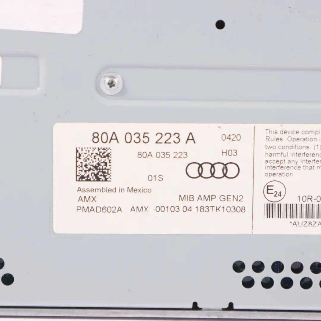 Audi Q5 FY Sistema de Sonido Amplificador de Audio Bang & Olufsen 80A035223A