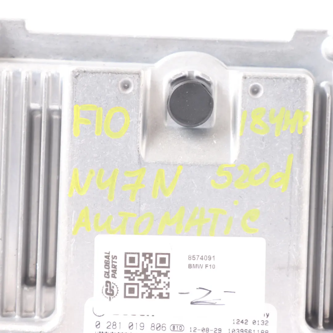 BMW F10 F11 520d N47N 184HP Engine Control Unit ECU DDE 8574091 Automatic 