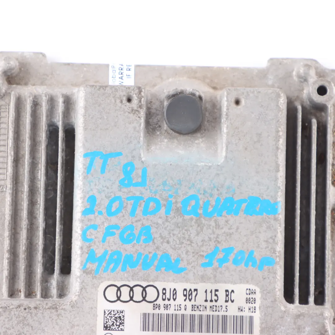 Audi TT Mk2 8J 1.8 TFSI CDAA 160HP Engine Control Unit ECU 8J0907115BC Automatic