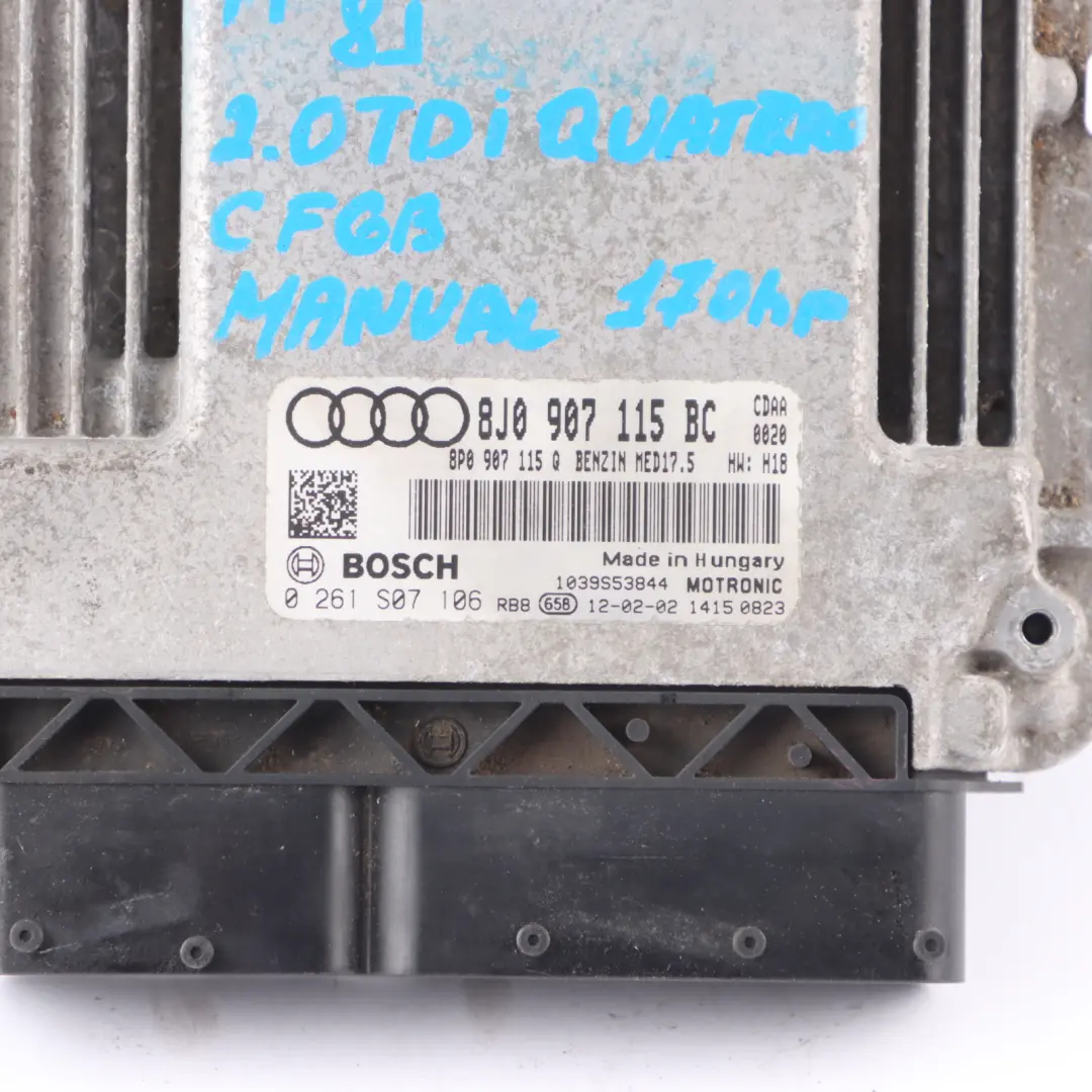 Audi TT Mk2 8J 1.8 TFSI CDAA 160HP Engine Control Unit ECU 8J0907115BC Automatic