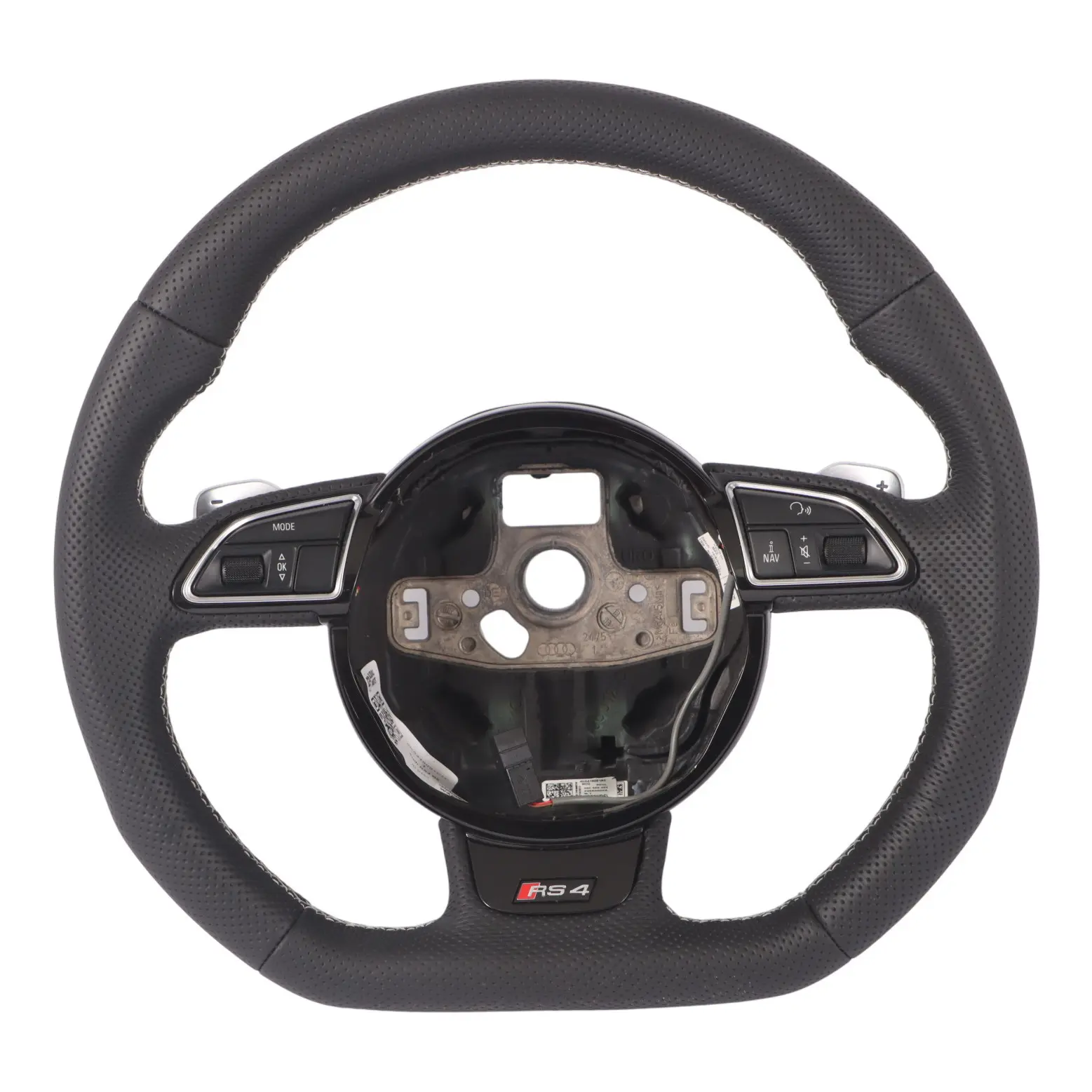 Audi RS4 B8 Steering Wheel NEW Black Leather Paddle Shift Flat Bottom