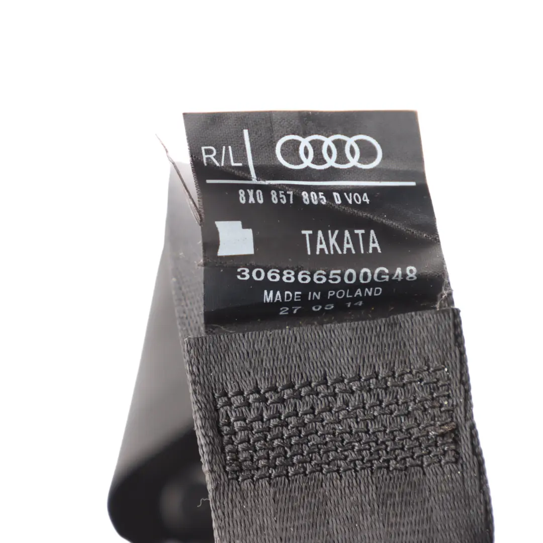 Audi A1 8X Seat Belt Rear Right Left N/O/S Belt Black 8X0857805D