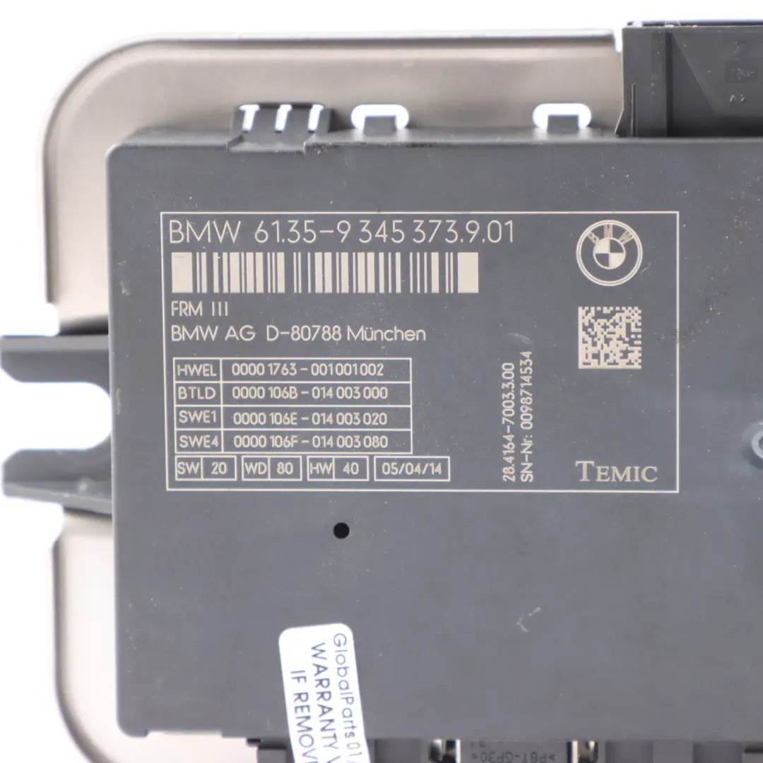 BMW F10 Módulo Control Puerta Enlace Bloqueo Central Espacio Unti ECU 9345373