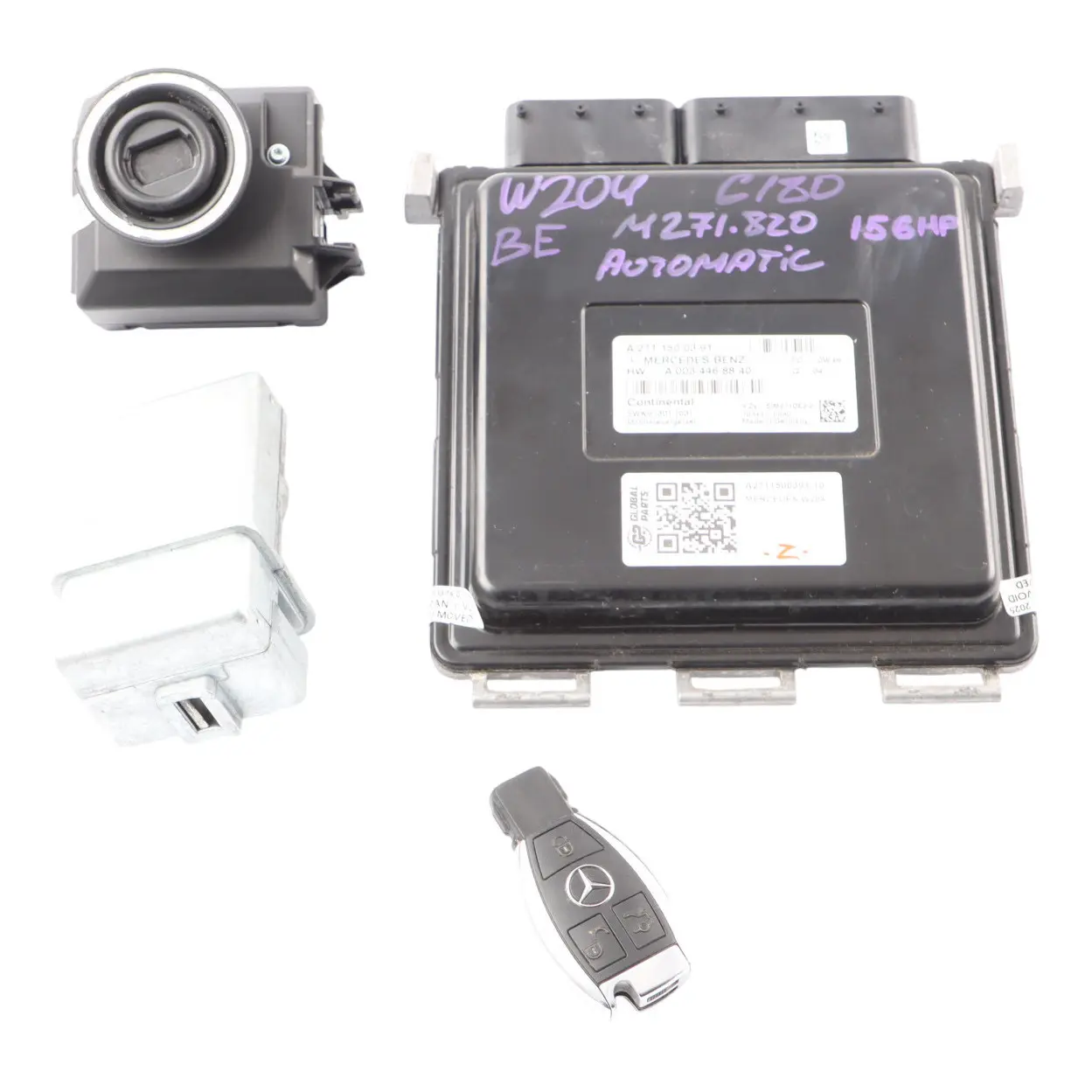 Mercedes W204 C180 M271.820 BE 156HP Engine ECU Kit A2711500391 Key + Lock