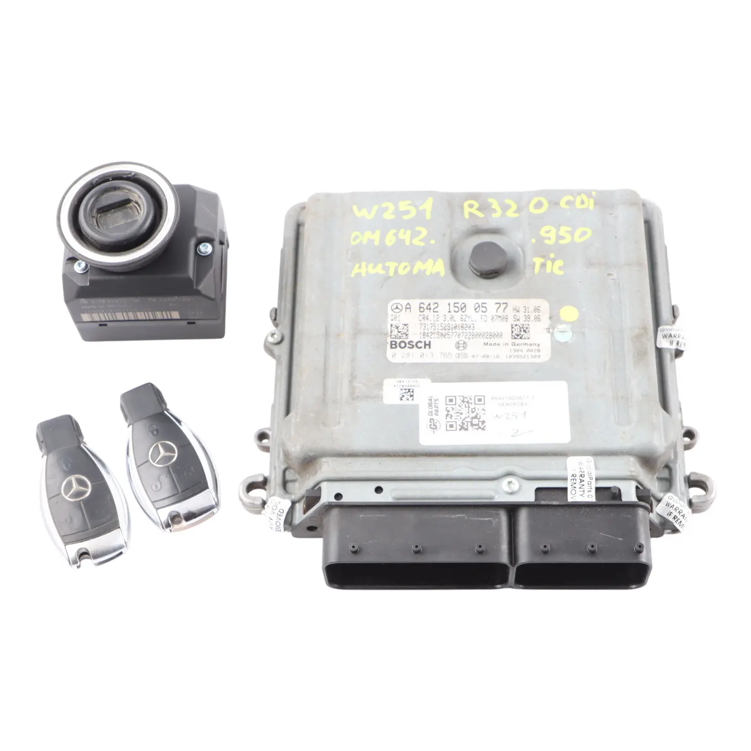 Mercedes W251 R320 CDI OM642.950 Engine ECU Kit Ignition + 2 Keys A6421500577