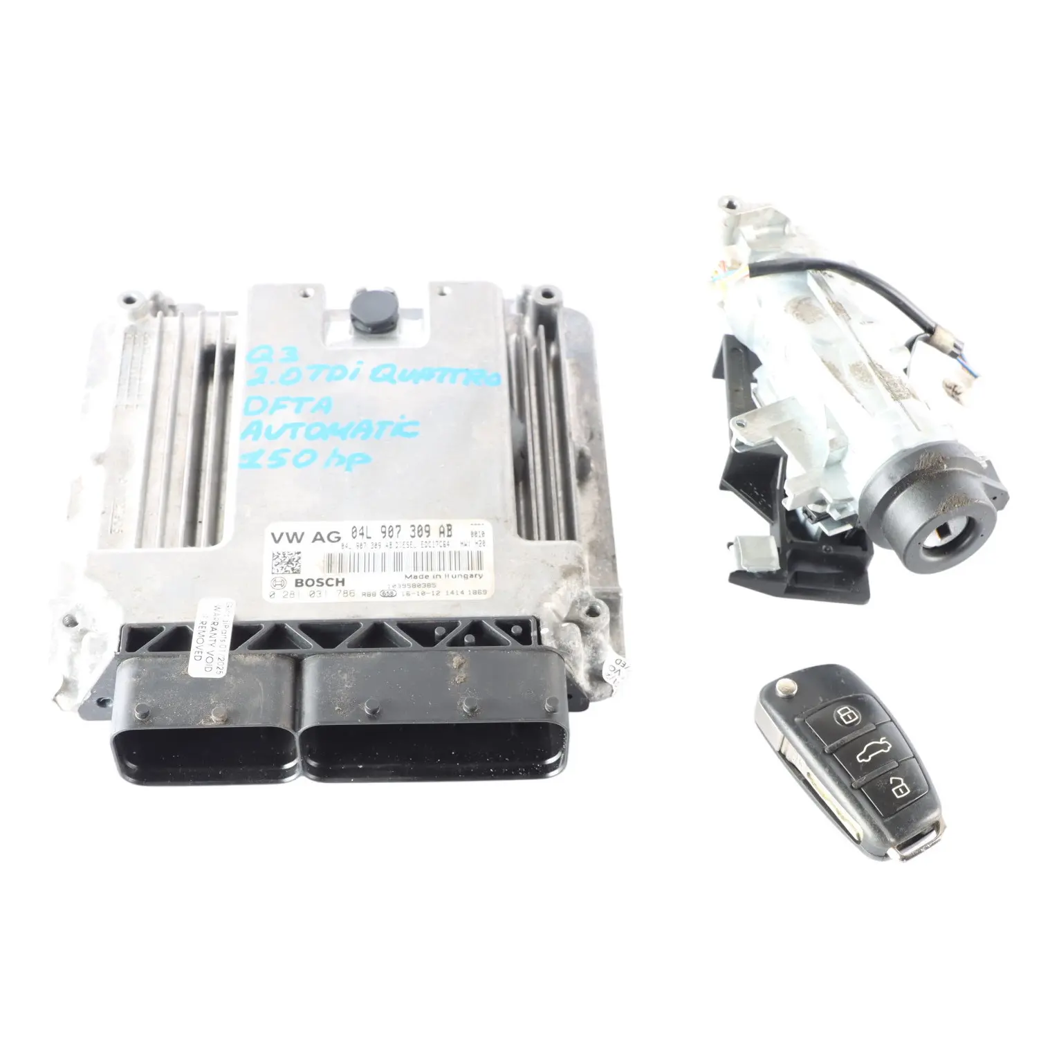 Audi Q3 8U 2.0 TDI DFTA 150HP Quattro Engine ECU Kit 04L907309AB Ignition + Key 