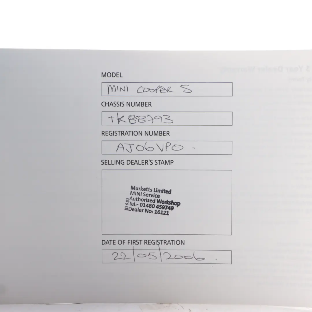 Mini R50 R53 Service Booklet R53 Owner's Handbook Set Pouch Case 0159844