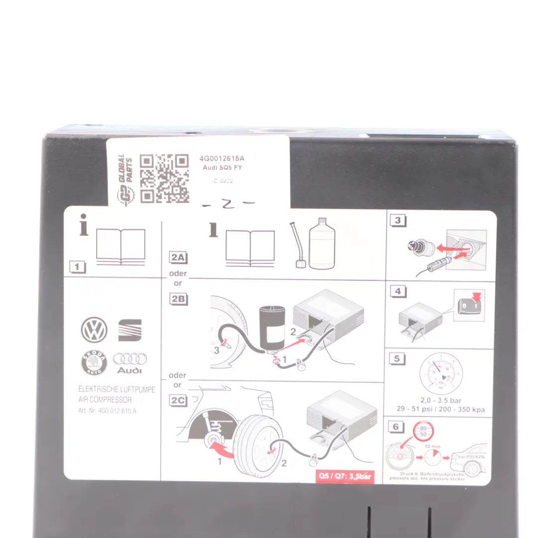 Audi Volkswagen Skoda Emergency Compressor Tire Wheel Pump 4G0012615A