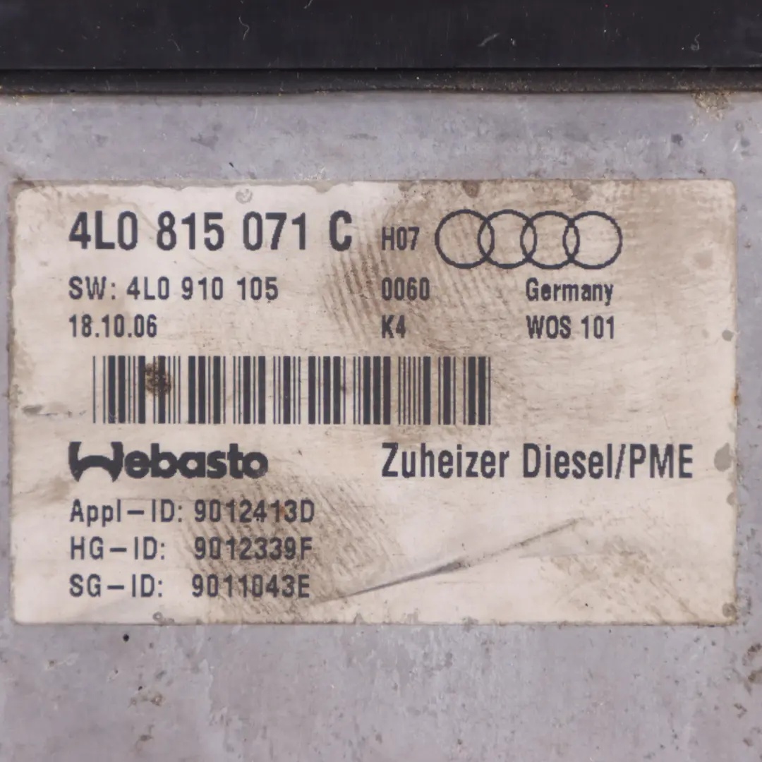 Audi Q7 4L Mk1 Webasto Zusatzheizungs Pumpeneinheit 4L0815071C