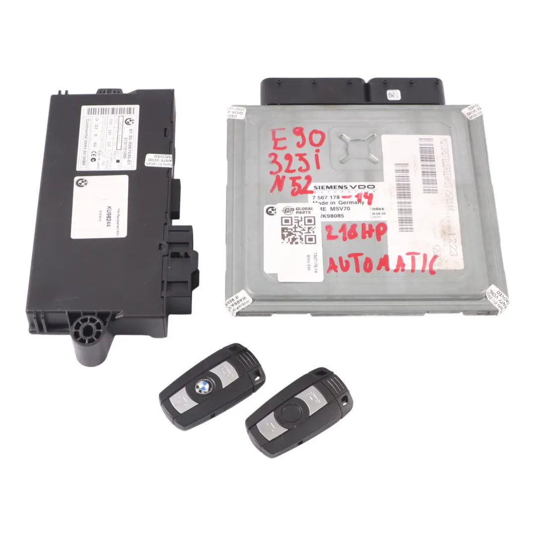 BMW E60 E90 E91 N52 325i 525i 218HP ECU Kit DME 7567178 CAS3 Schluss Automatik