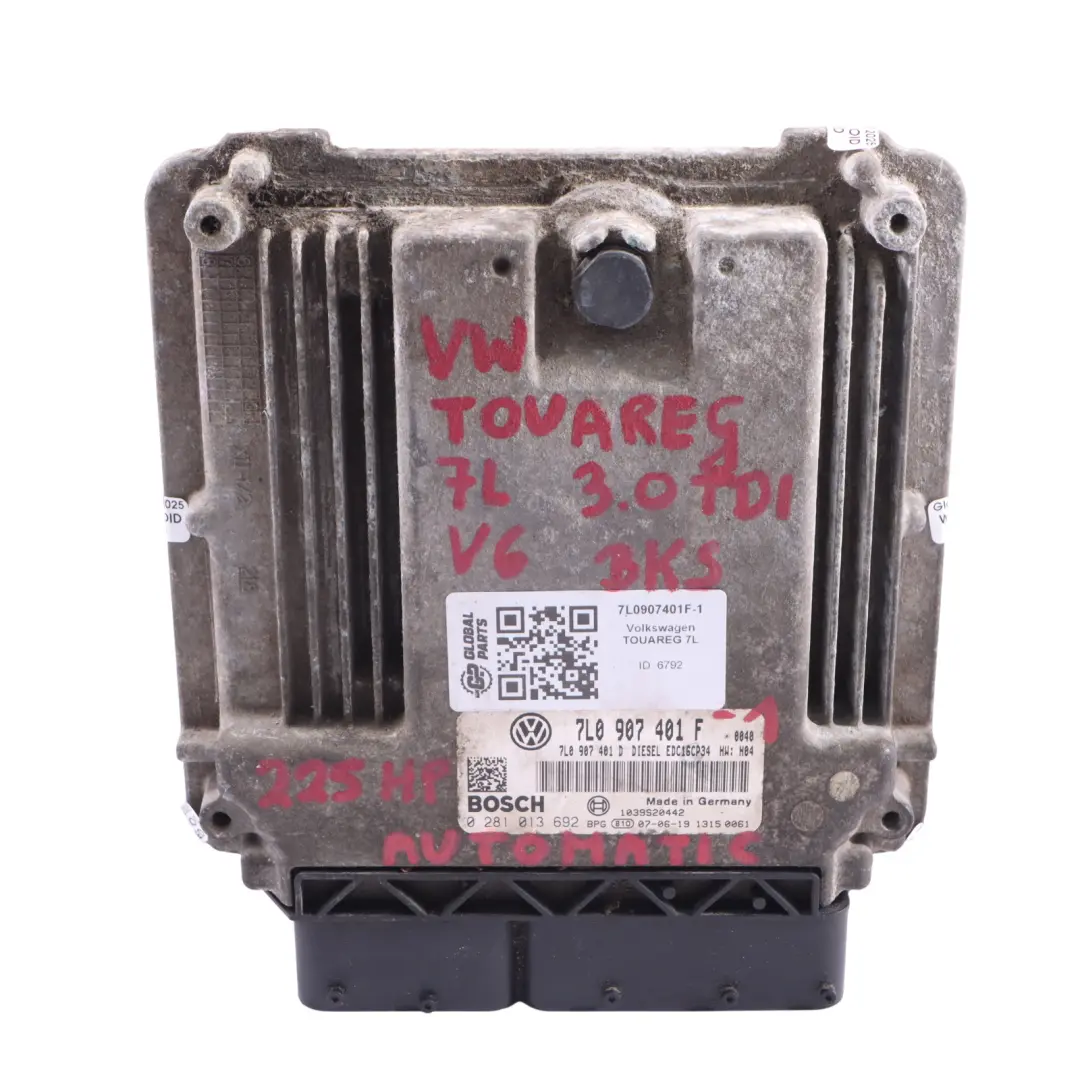 Volkswagen Touareg 3.0 TDI BKS 225HP Engine Control Unit ECU Kit 7L0907401F Key