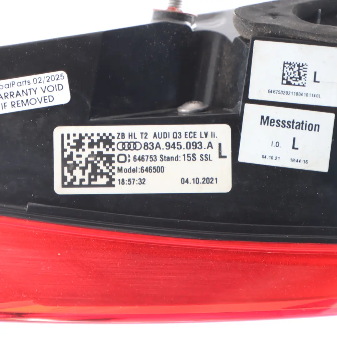 Audi RSQ3 F3 Rear Tailgate Inner Boot Hatch Lamp Light Left N/S 83A945093A