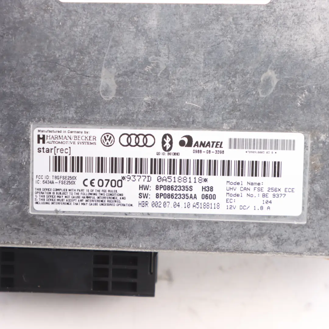 Audi S3 8P Interface Bluetooth Control Module Harman Becker ECU 8P0862335S