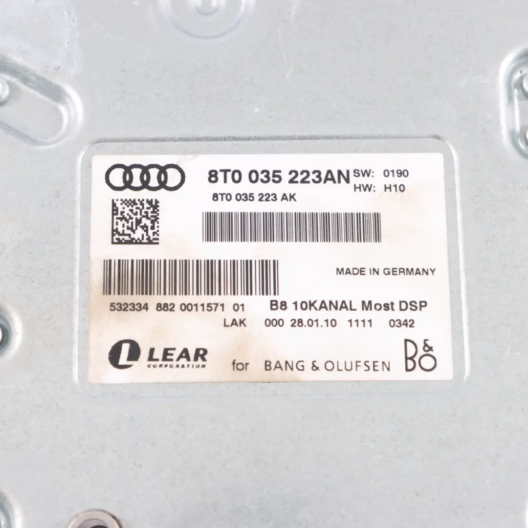 Audi S5 8T Amplifier Speaker Bang &amp; Olufsen Control Module Unit 8T0035223AN