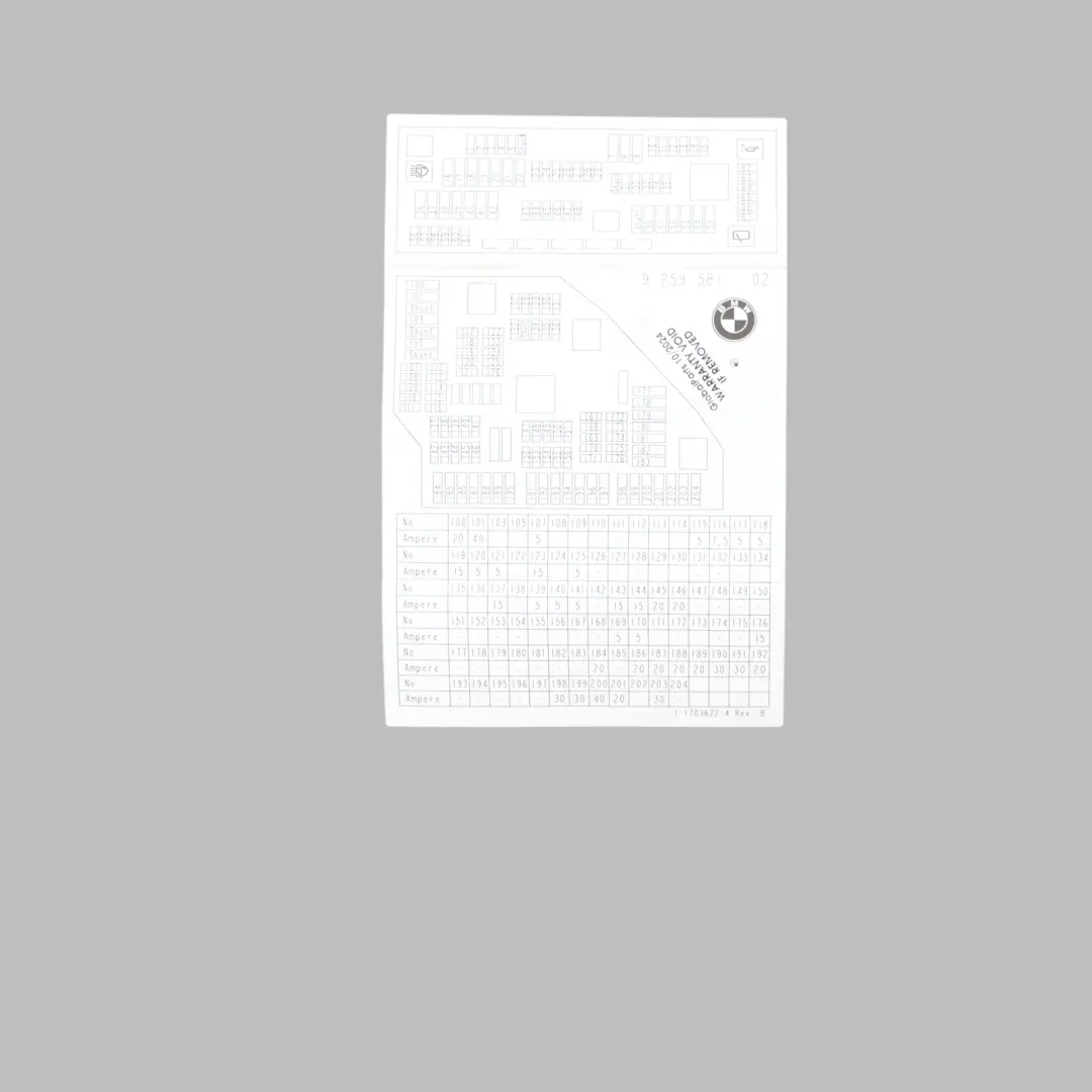BMW X3 F25 Grupowanie Mapa Diagram Skrzynka Bezpieczników 9259581