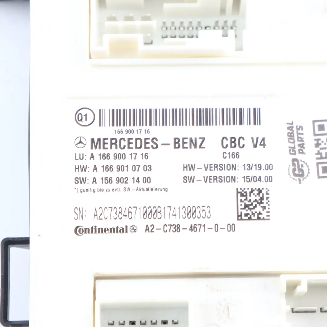 Mercedes W166 W292 Sam Control Module Fuse Box Unit A1669001716