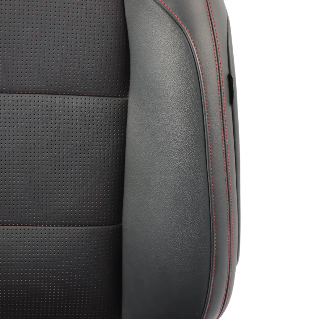 Mercedes W176 Seat Front Left N/S Heated Black Leather Microfibre Red Accent