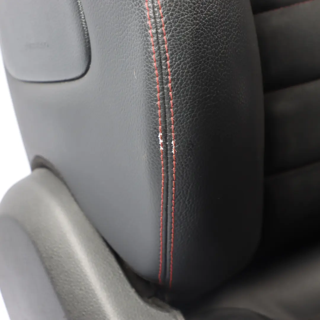 Mercedes W204 Seat Front Right O/S Heated Half Leather Black Red Stitching