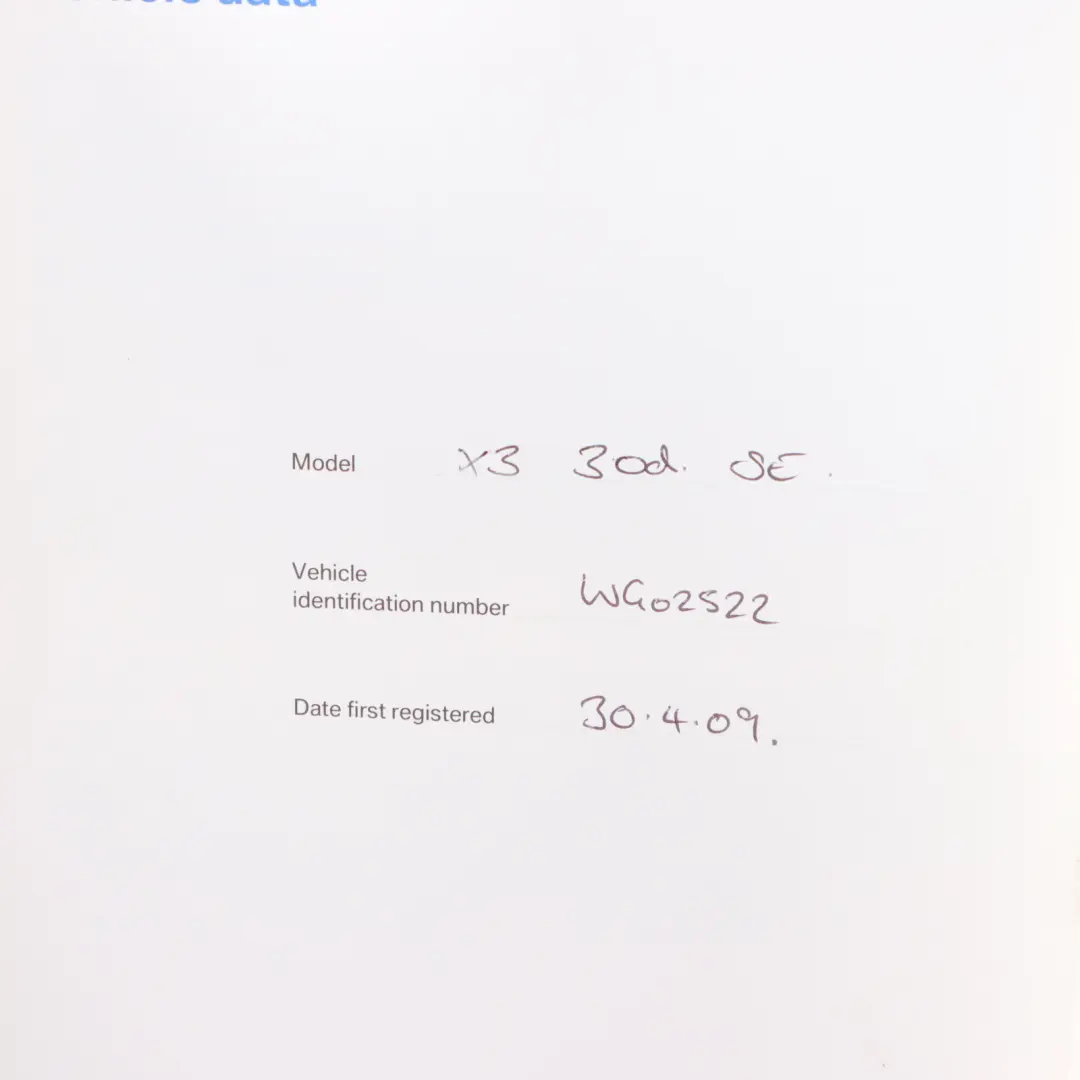 BMW X3 Z4 Series E83 E85 E86 Service Booklet 0012710