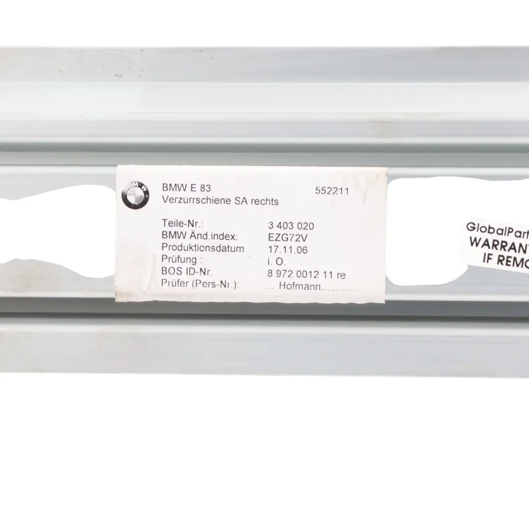BMW X3 E83 Boot Trunk Lid Rail Tailgate Lashing Set Left Right N/O/S 3403019