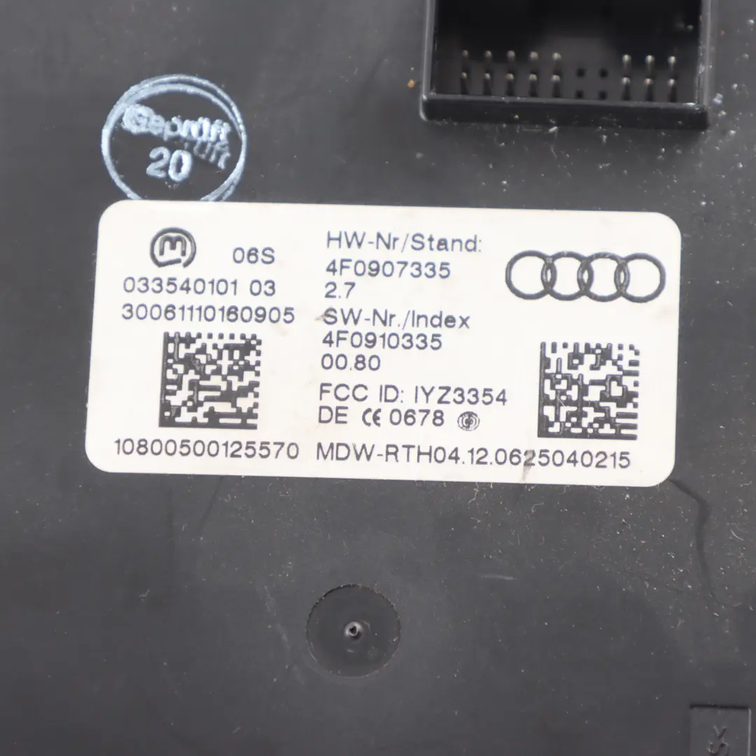 Audi S6 C6 Entry Keyless Kessy Control Module Unit ECU 4F0907335