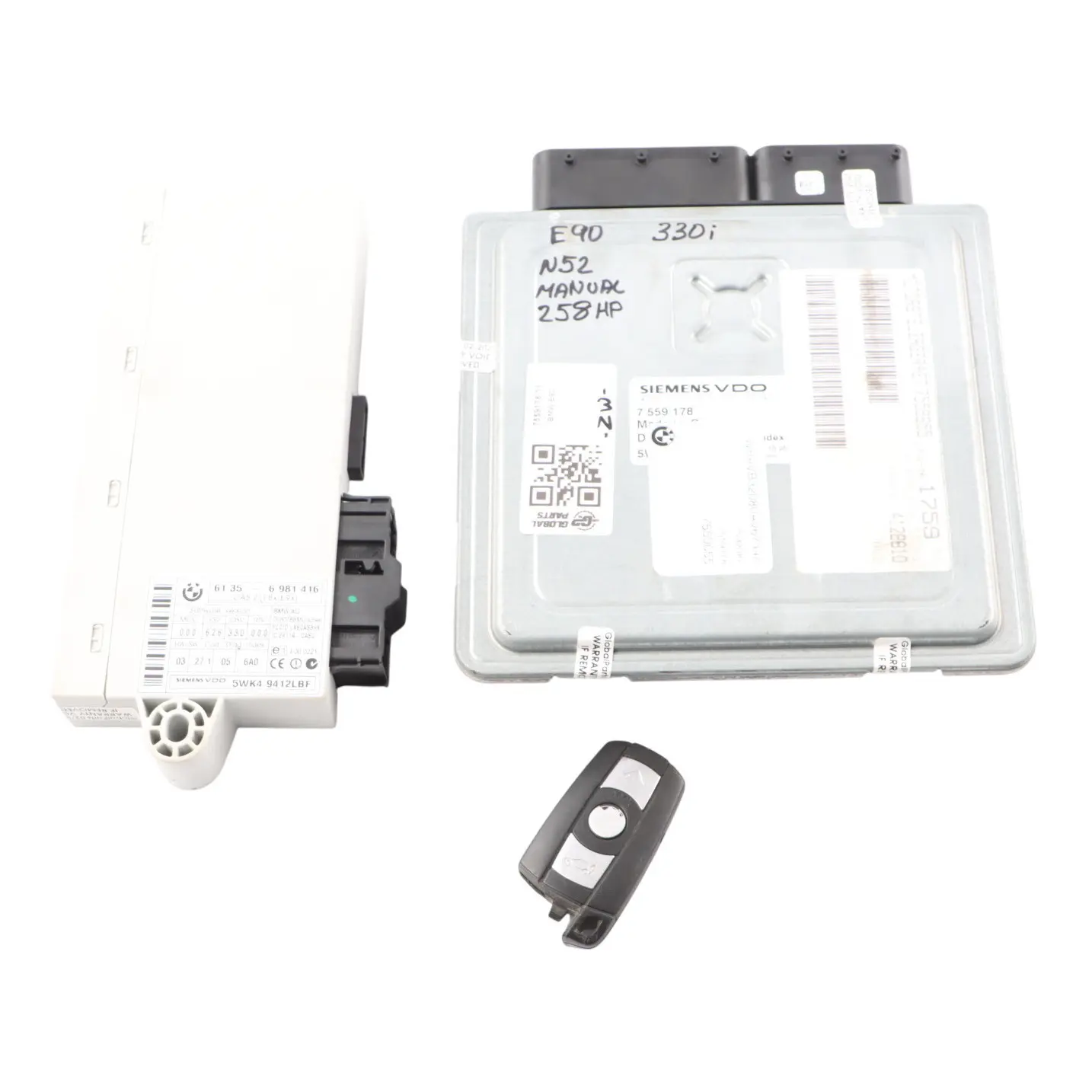 BMW E60 E90 E91 330i 530i N52 258HP Engine ECU Kit DME 7559178 CAS2 + Key Manual