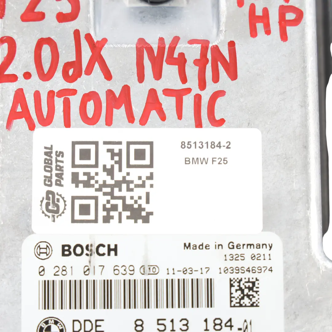 BMW X3 F25 20dX N47N 184HP Komputer Silnika ECU DDE 8513184 2 Klucze CAS4