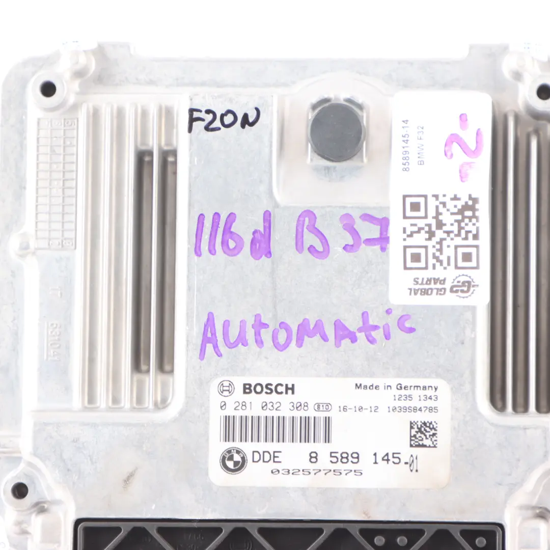 BMW F20 LCI 116d B37 Engine Control Unit Module ECU DDE 8589145 Automatic