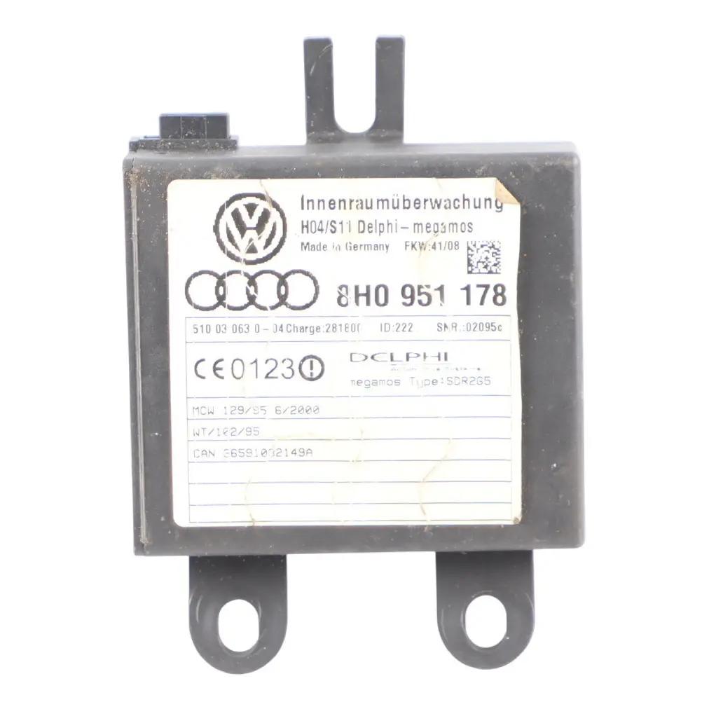 Audi A4 B7 Cabrio Alarm Signal Body Control Sensor Module Unit 8H0951178