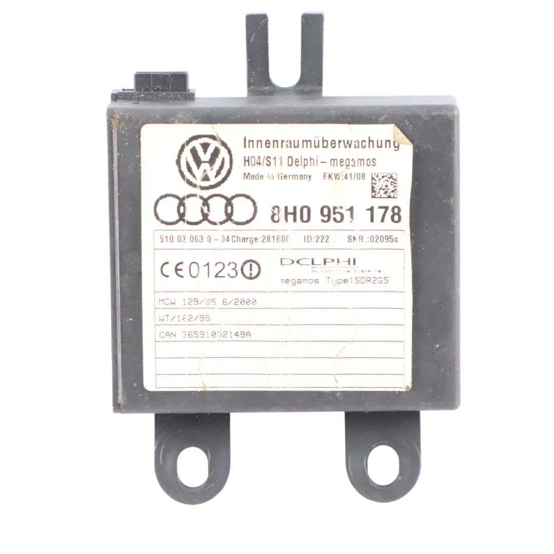 Audi A4 B7 Cabrio Alarm Signal Body Control Sensor Module Unit 8H0951178