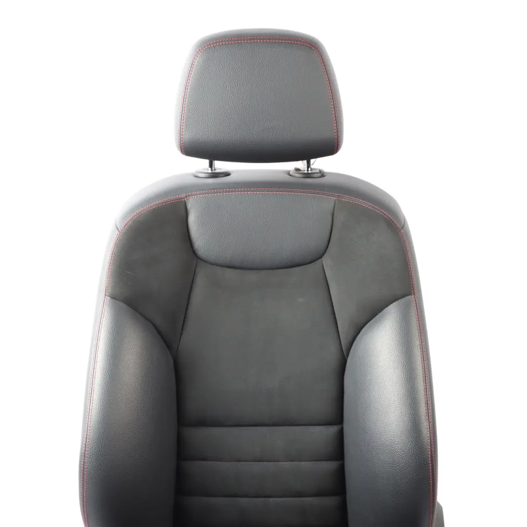 Mercedes W204 Front Left N/S Seat Black Anthracite Leather Red Stitching