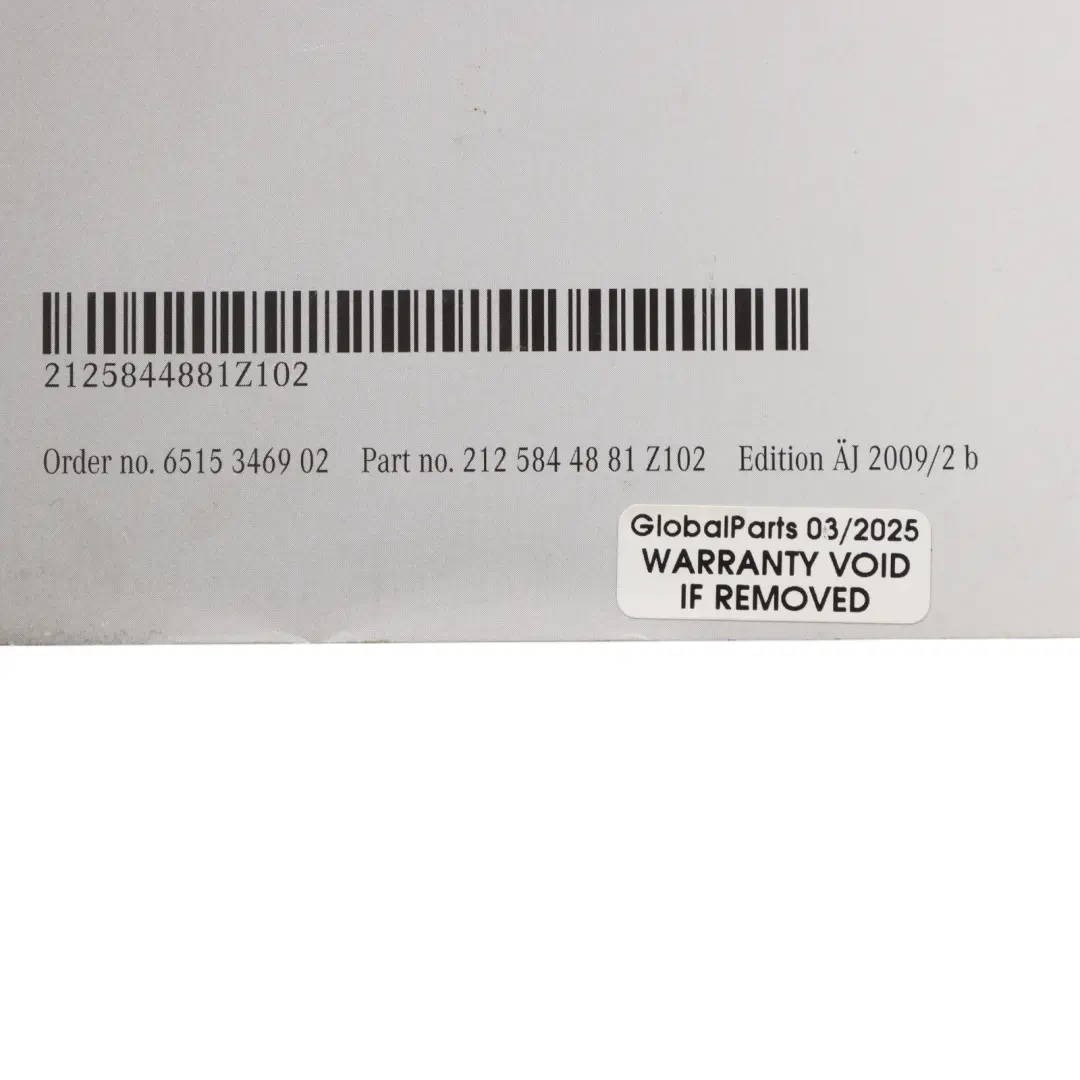 Mercedes W212 Owner's Handbook Service Booklet Manual A2125844881