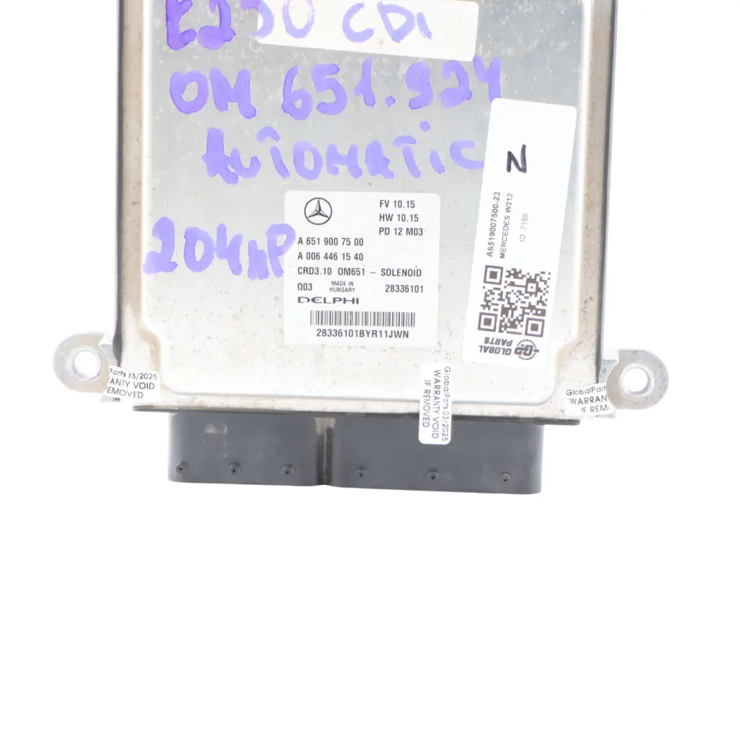 Mercedes W204 C207 W212 E250CDI OM651.924 204HP Engine ECU A6519007500 Automatic