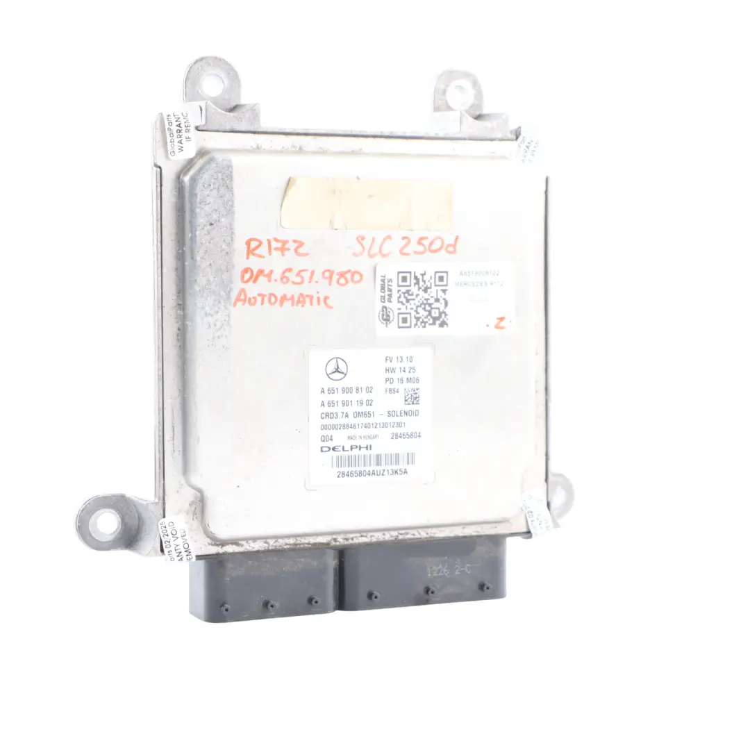 Mercedes SLC 250d R172 OM651.980 204HP Engine Control ECU A6519008102 Automatic