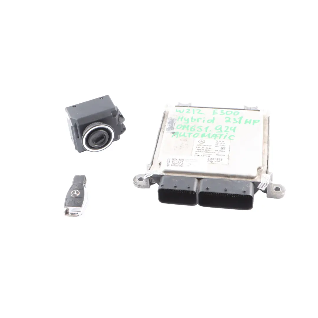 Mercedes W212 E300 Hybrid 651.924 231HP Engine ECU Kit A6519009102 Key Lock