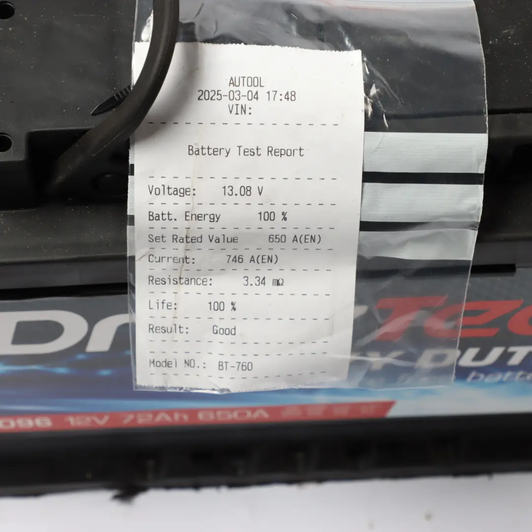 DriveTec Heavy Duty 12V Accumulator Battery 72Ah 650A DM096