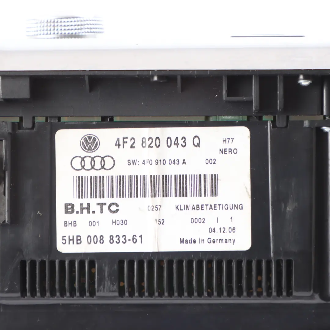 Audi A6 C6 A/C Air Condition Heater Climate Control Switch Panel 4F2820043Q